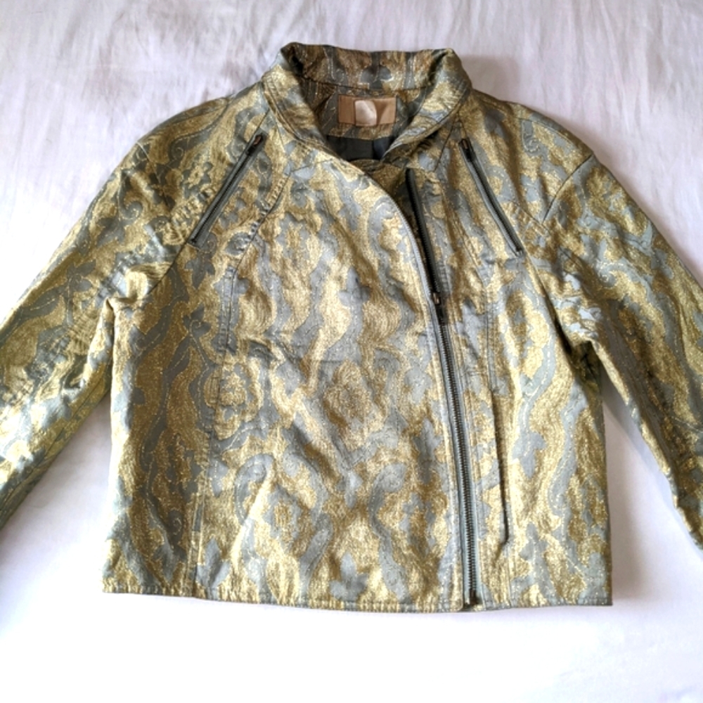 H&M Gold and Green Blazer Jacket Size 8